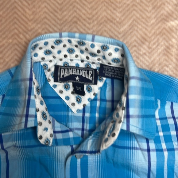 Kids Panhandle Western Blue Plaid Pearl Snap Shirt size S/6 - Picture 2 of 6